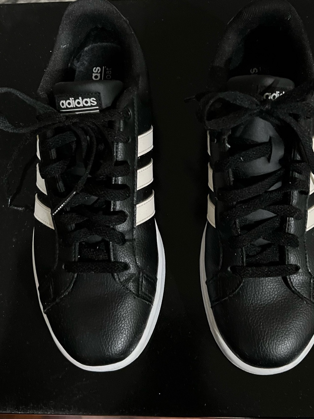 adidas Black with White Stripes Low-Top Sneakers